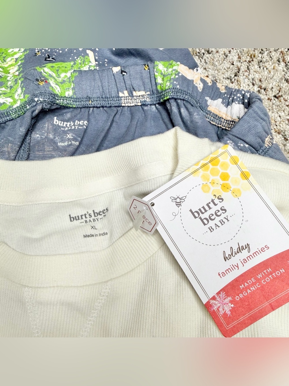 Burt’s Bees Baby Home Sweet Home Pajama Set Extra Large XL NWT Prairie Blue - Picture 4 of 10